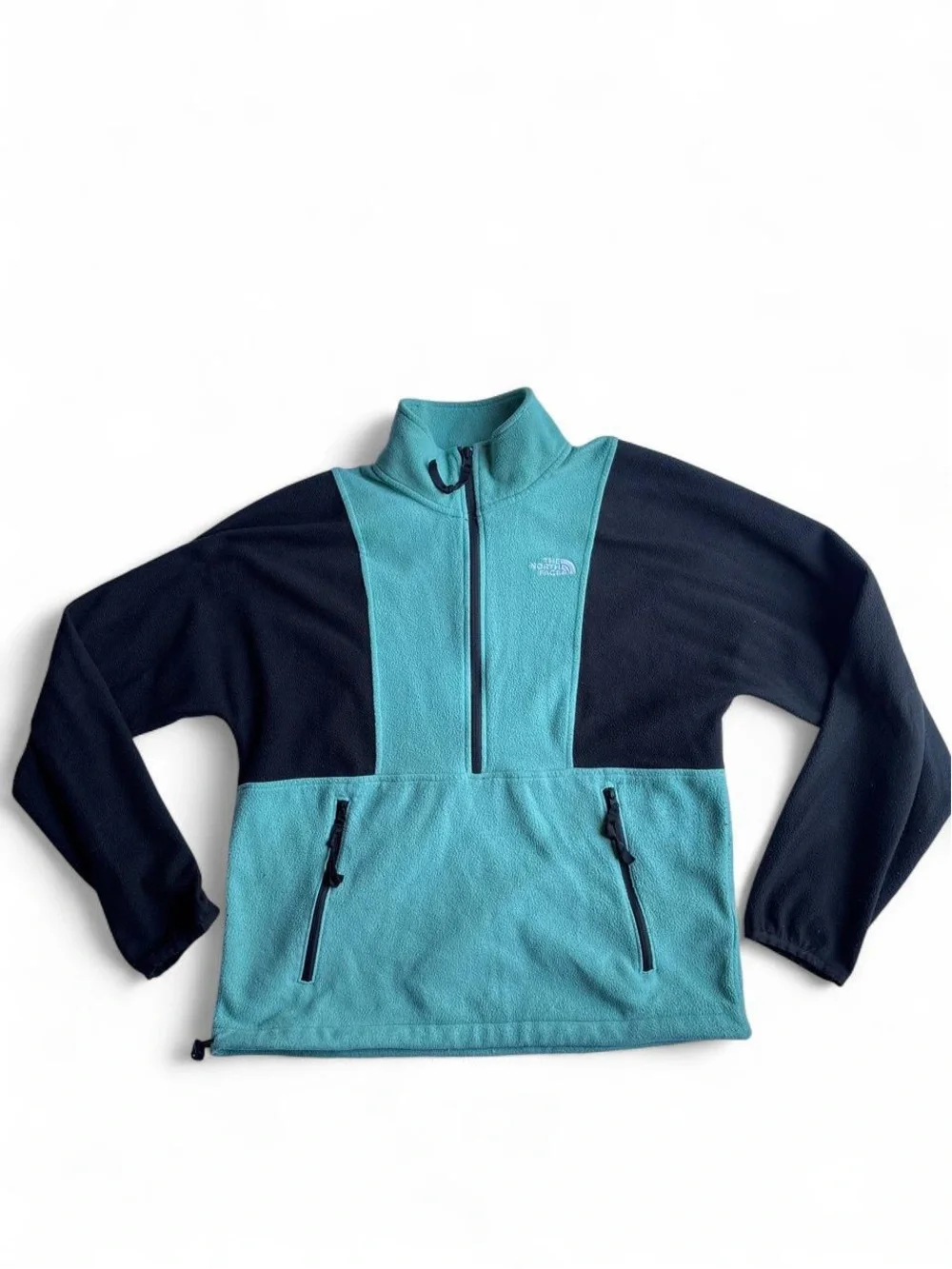 The North Face Teal and Black Half-Zip Fleece Jacket